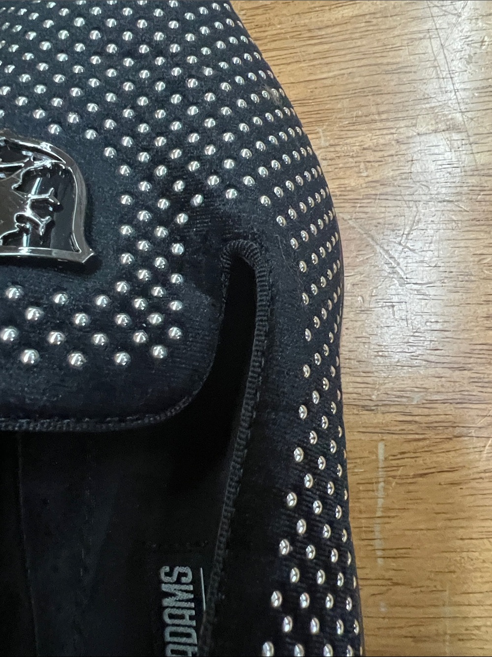 Stacy Adams Black Velvet Studded Slip-On Loafers - Picture 9 of 11